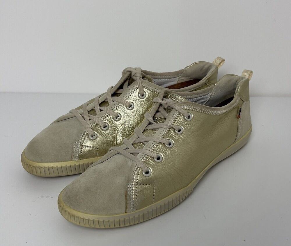 ECCO Women’s Size 41 (US 9.5-10) Sneakers, Gold Leather Beige Suede